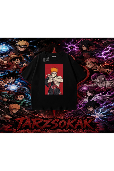 Tarzsokak تي شيرت Pain nagato Naruto Anime Character كبير الحجم للجنسين باللو...