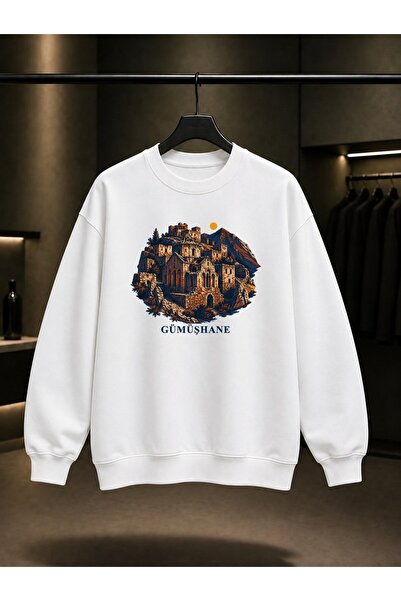 fame-stoned Gümüşhane Santa Ruins Printed Unisex 100% Cotton Sweatshirt