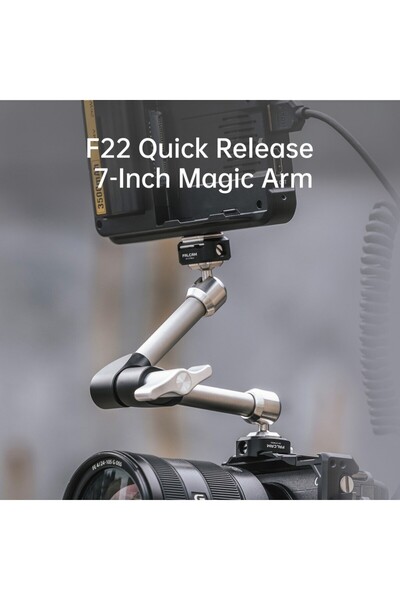 FALCAM F22 Quick Release 7 Inch 360° Çift Ball Head Metal Extension Magic Arm Gri - 2974B