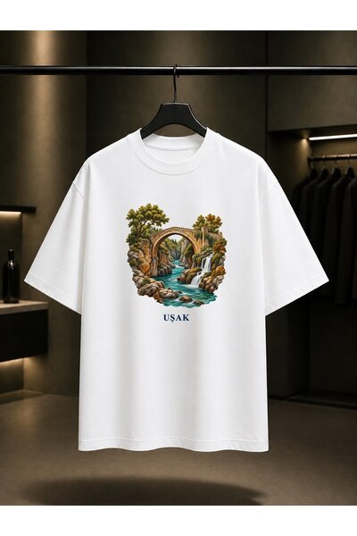 fame-stoned Uşak Clandiras Bridge Printed Unisex 100% Cotton T-Shirt