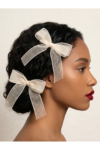 Take Two By Styli Pink Organza Hair Clips - Set Of 2
