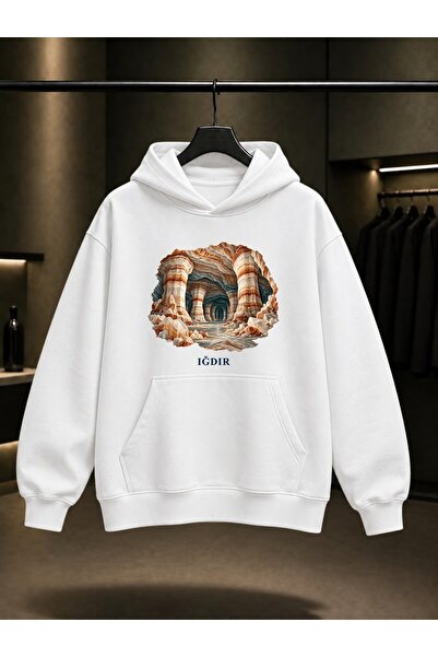 fame-stoned Iğdır Tuzluca Printed Unisex 100% Cotton Hooded Sweatshirt