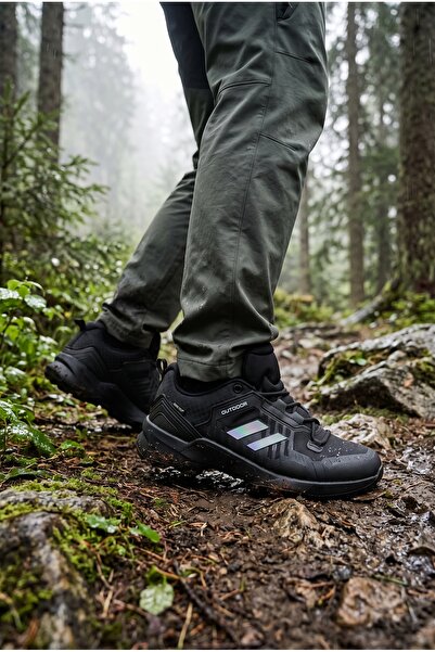 SOLAZER Men's Black White Water Repellent Casual Sneaker Sports Shoes 071