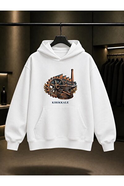 fame-stoned Kırıkkale Industrial Heritage Printed Unisex 100% Cotton Hooded S...