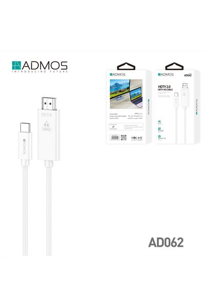 ADMOS كابل HDTV إلى USB-C |   كابل عرض HDMI بدقة 4K وتردد 30 هرتز للابتوب والشاشات والتلفزيونات وأجهزة العرض