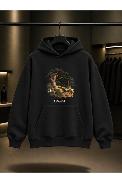 fame-stoned Yozgat Çamlık National Park Printed Unisex 100% Cotton Hooded Swe...