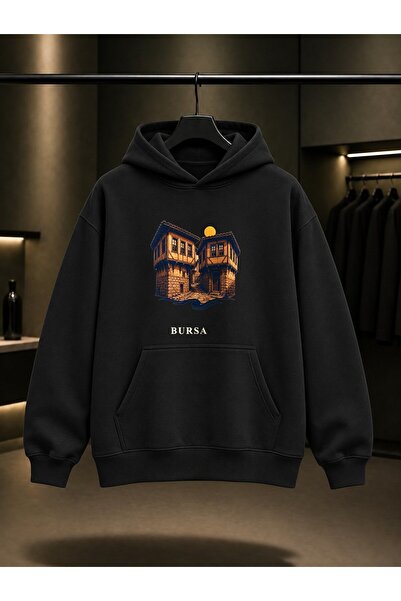 fame-stoned Bursa Cumalıkızık Printed Unisex 100% Cotton Hooded Sweatshirt