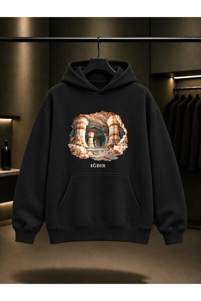 fame-stoned Iğdır Tuzluca Printed Unisex 100% Cotton Hooded Sweatshirt