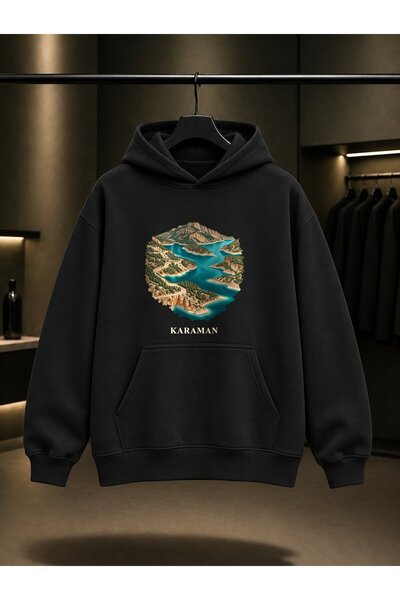 fame-stoned Karaman Ermenek Turquoise Printed Unisex 100% Cotton Hooded Sweat...