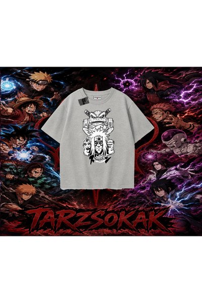 Tarzsokak تي شيرت Jiraiya Naruto Anime Character كبير الحجم للجنسين باللون ال...