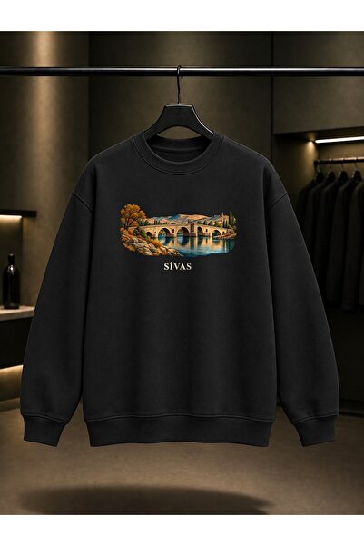 fame-stoned Sivas Curve Bridge Printed Unisex 100% Cotton Sweatshirt