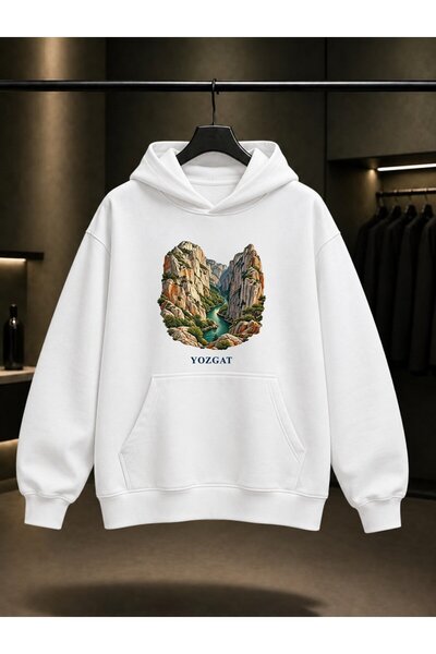 fame-stoned Yozgat Kazankaya Canyon Printed Unisex 100% Cotton Hooded Sweatshirt