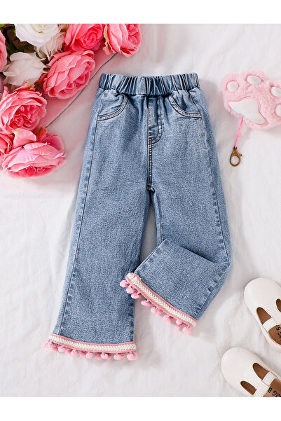 Take Two By Styli Girls Embellished Straight-Fit Jeans With Elastic Waist