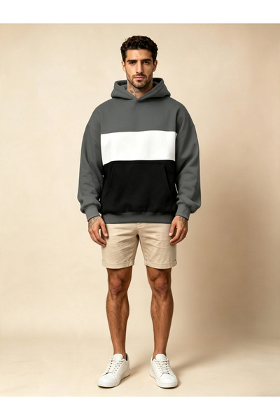 Take Two By Styli Color Block Pullover Hoodie