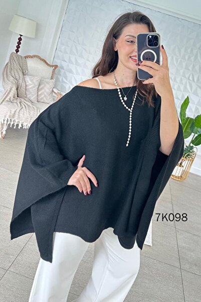 İnce Topuk Knitwear Poncho 7K098