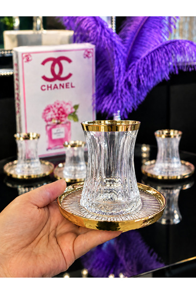 Elta Collection طقم شاي كريستال كاست باتش من 12 قطعة لـ 6 أشخاص - طقم أكواب ش...