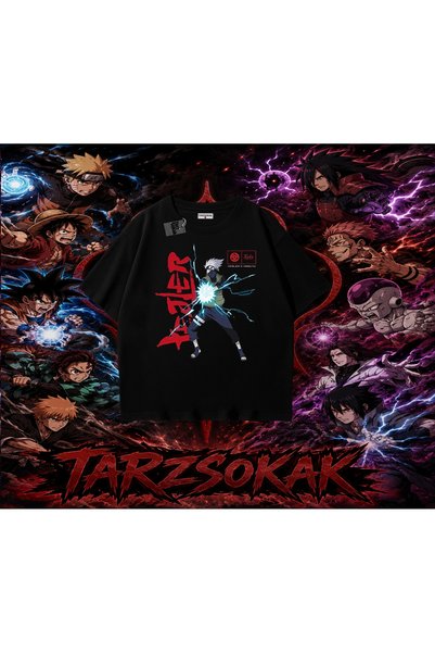 Tarzsokak Kakashi Hatake Naruto Anime Character Oversize Unisex T-Shirt White