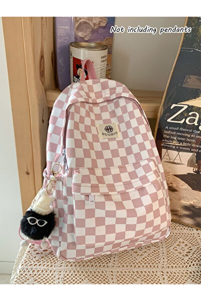 Take Two By Styli Pink Checkered Backpack