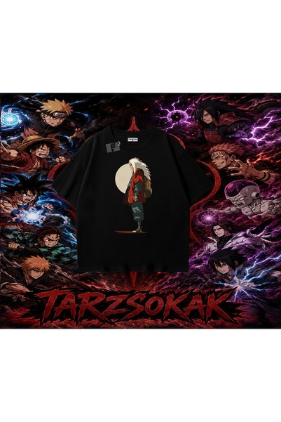 Tarzsokak تي شيرت Jiraiya Naruto Anime Character كبير الحجم للجنسين باللون ال...