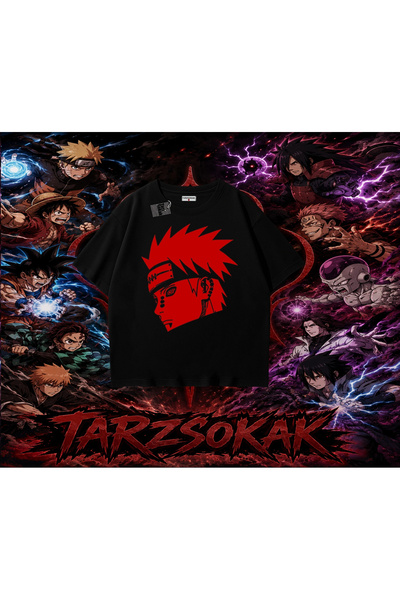 Tarzsokak تي شيرت Pain nagato Naruto Anime Character كبير الحجم للجنسين باللو...