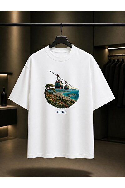 fame-stoned Ordu Boztepe Teleferik Printed Unisex 100% Cotton T-Shirt
