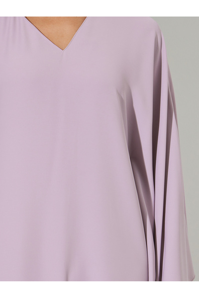 Styli Purple Solid Batwing Sleeves V-Neck Maxi Kaftan