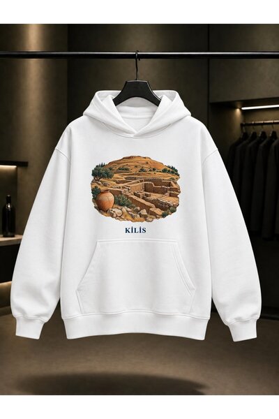 fame-stoned Kilis Oylum Hill Printed Unisex 100% Cotton Hooded Sweatshirt