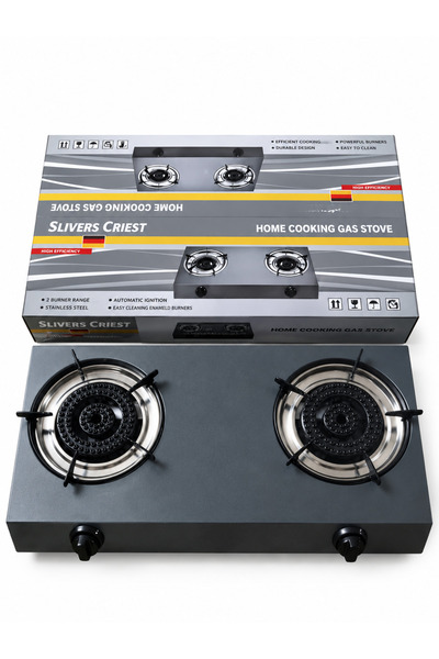 Generic Slivers Criest 2 Burner Gas Stove with Stainless Steel Surface