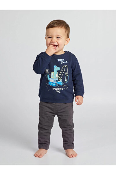 Styli Baby Boy Navy Blue Graphic Print Regular Fit Sweatshirt
