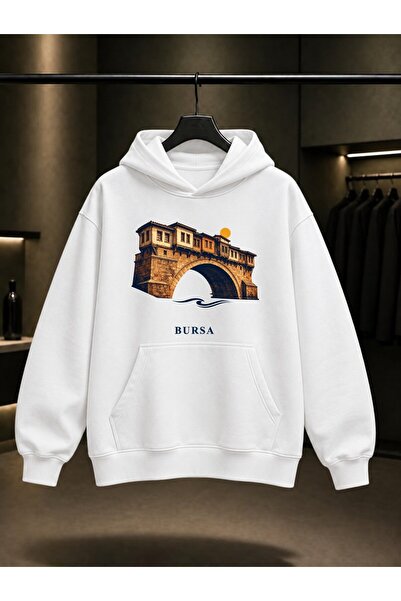 fame-stoned Bursa Irgandi Bridge Printed Unisex 100% Cotton Hooded Sweatshirt