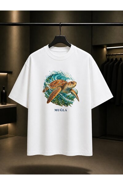 fame-stoned Muğla Caretta Caretta Printed Unisex 100% Cotton T-Shirt