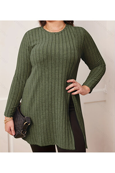 Take Two By Styli Plus Size Ribbed Long Sleeve Tunic Top