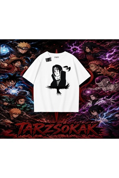 Tarzsokak تي شيرت Itachi Uchiha Naruto Anime Character كبير الحجم للجنسين بال...