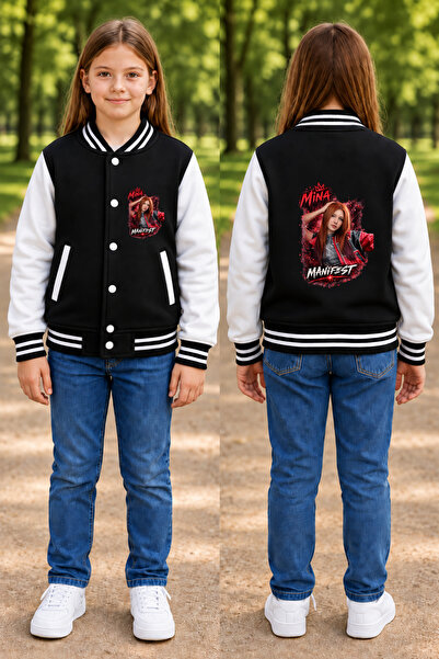 MECH BUTİK Manifest Printed Black Snap-On College Jacket (3-Thread Shardoon T...