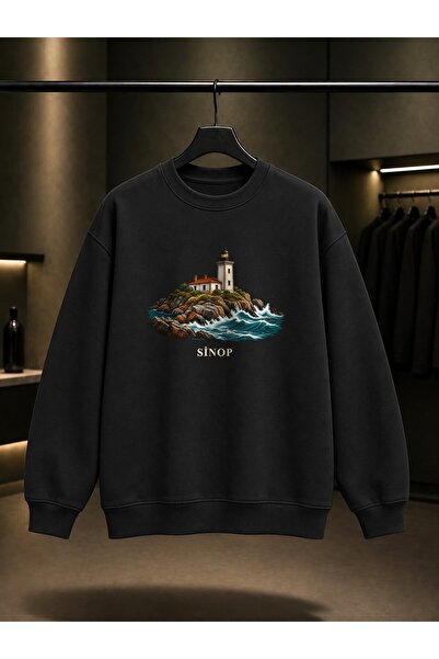 fame-stoned Sinop İnceburun Flashlight Printed Unisex 100% Cotton Sweatshirt