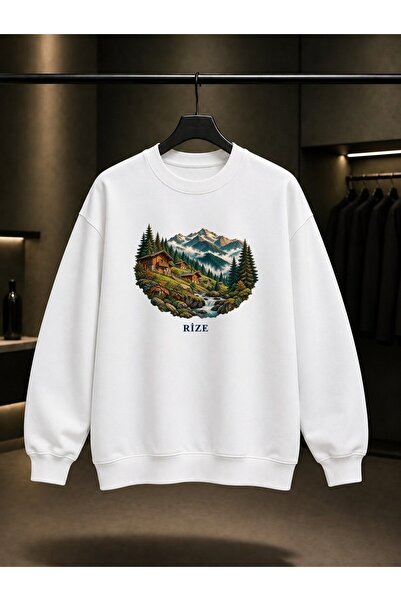 fame-stoned Rize Ayder Yaylası Printed Unisex 100% Cotton Sweatshirt