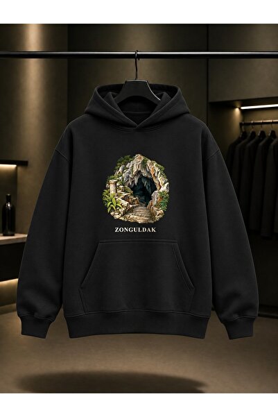 fame-stoned Zonguldak Hell Printed Unisex 100% Cotton Hooded Sweatshirt