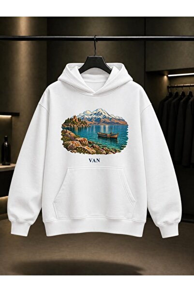 fame-stoned Van Lake Printed Unisex 100% Cotton Hooded Sweatshirt