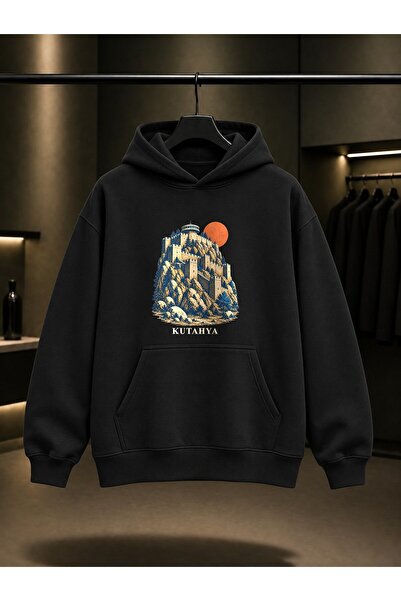 fame-stoned Kutahya Castle Printed Unisex 100% Cotton Hooded Sweatshirt