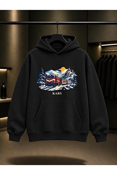 fame-stoned Φούτερ με κουκούλα Kars East Express με στάμπα, Unisex, 100% βαμβάκι