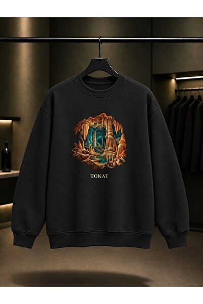 fame-stoned Tokat Ballıca Cave Printed Unisex 100% Cotton Sweatshirt