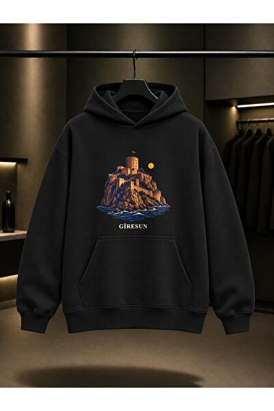 fame-stoned Giresun Tirebolu Castle Printed Unisex 100% Cotton Hooded Sweatshirt