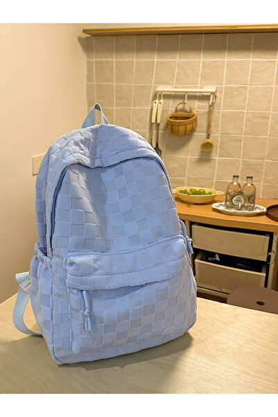 Take Two By Styli Blue Checkered Backpack