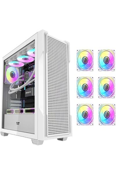 darkFlash DS900 Mesh ATX/M-ATX/ITX Gaming PC Case, 6ARGB Fan , Up to 360MM Ra...