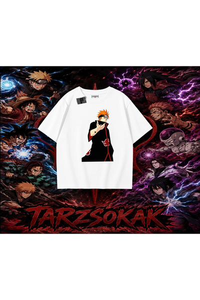 Tarzsokak تي شيرت Pain nagato Naruto Anime Character كبير الحجم للجنسين باللو...