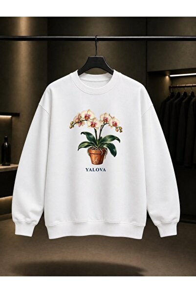 fame-stoned Yalova Orchid Printed Unisex 100% Cotton Sweatshirt
