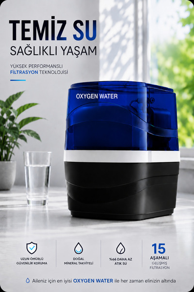 OXYGEN WATER Premium 15 Aşamalı Nsf Onaylı Çelik Su Tanklı Su Arıtma Cihazı