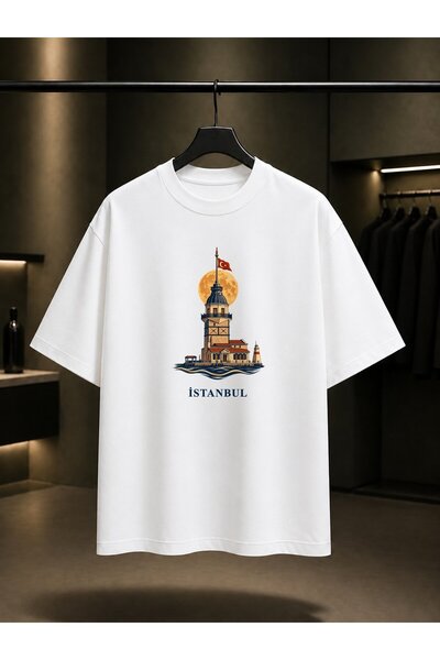 fame-stoned Istanbul Maiden's Tower Printed Unisex 100% Cotton T-Shirt