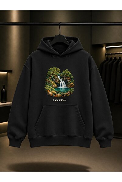fame-stoned Sakarya Maden Deresi Printed Unisex 100% Cotton Hooded Sweatshirt
