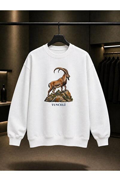 fame-stoned Tunceli Mountain Goat Printed Unisex 100% Cotton Sweatshirt
